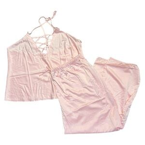 Frederick’s of Hollywood baby pink satin pajama set size 2x and 3x NWT